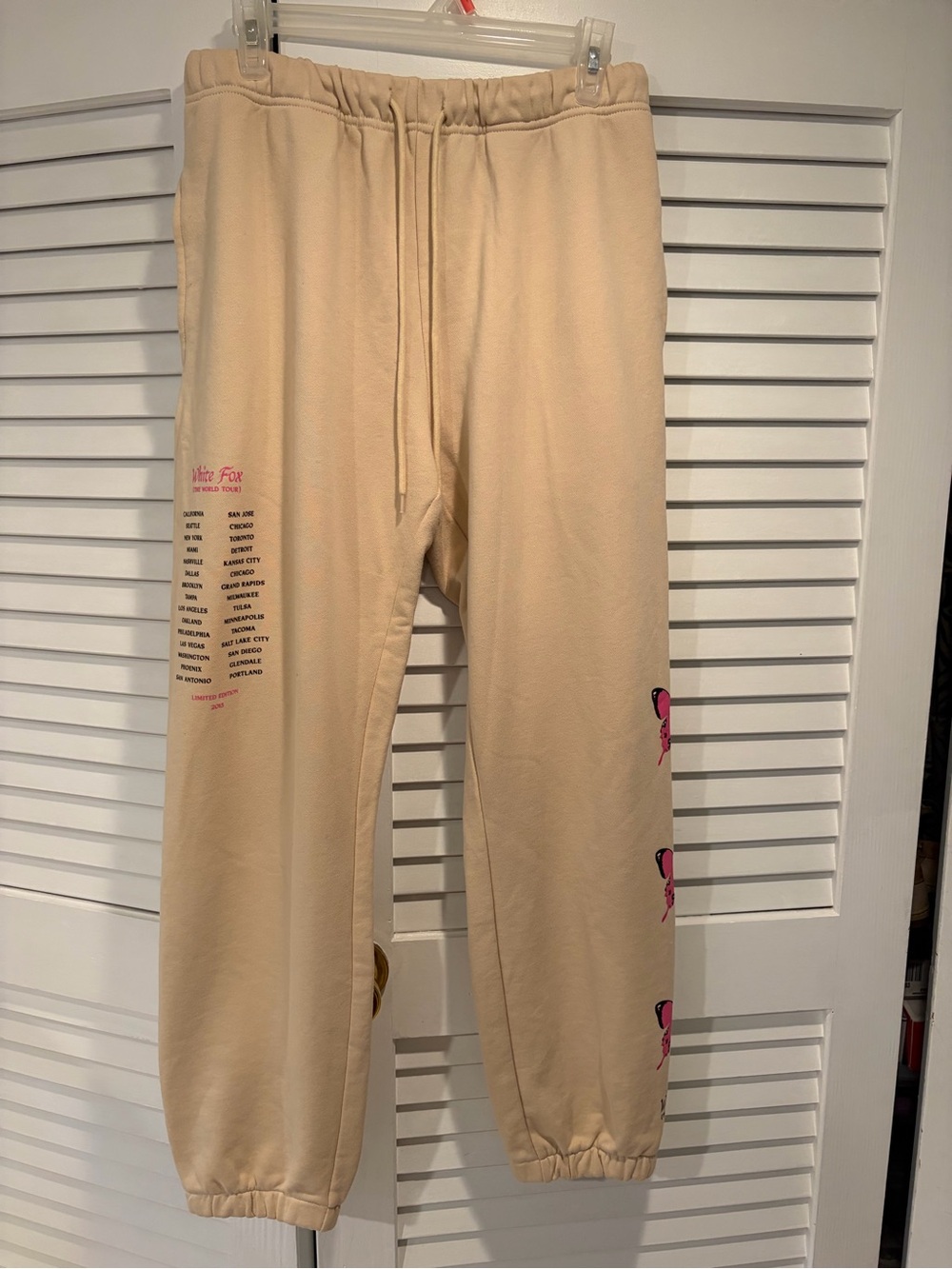 White Fox Worldwide Tour Butterfly Jogger Sweatpants Beige Size